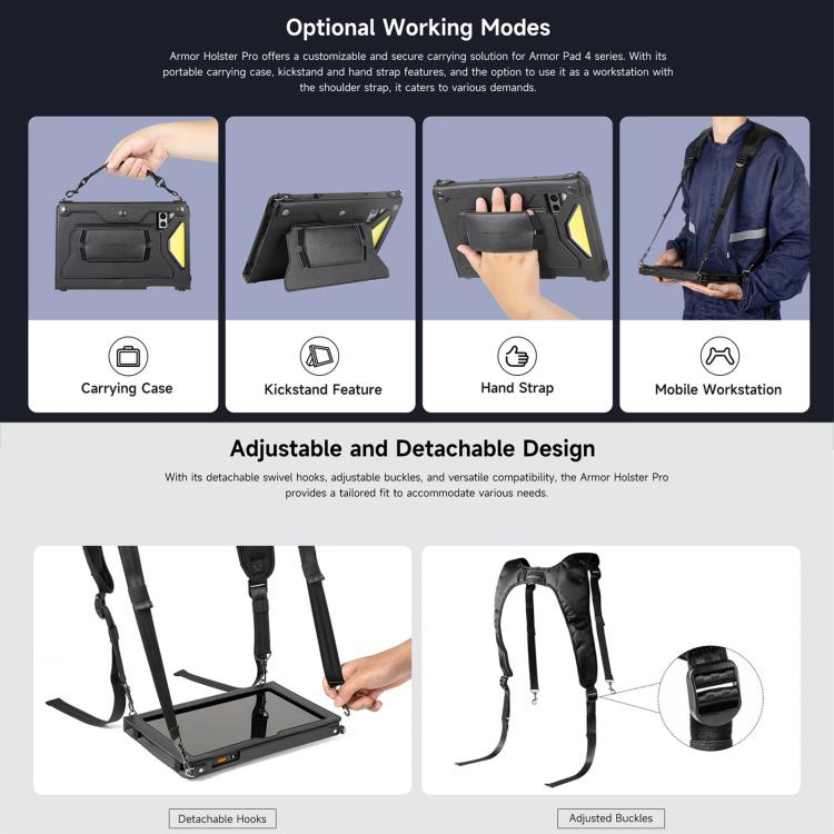 For Ulefone Armor Pad 4 Series Ulefone 4 in 1 Multi-purpose Tablet Carry Case - Black