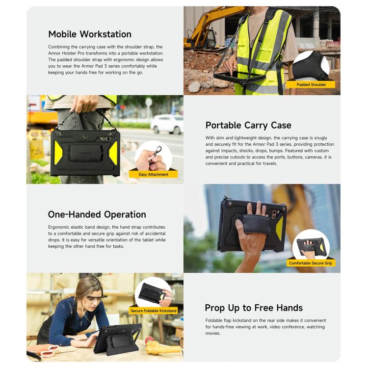 For Ulefone Armor Pad 4 Series Ulefone 4 in 1 Multi-purpose Tablet Carry Case - Black