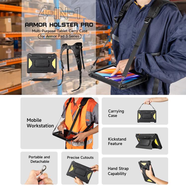 For Ulefone Armor Pad 3 Pro Ulefone 4 in 1 Multi-purpose Tablet Carry Case - Black