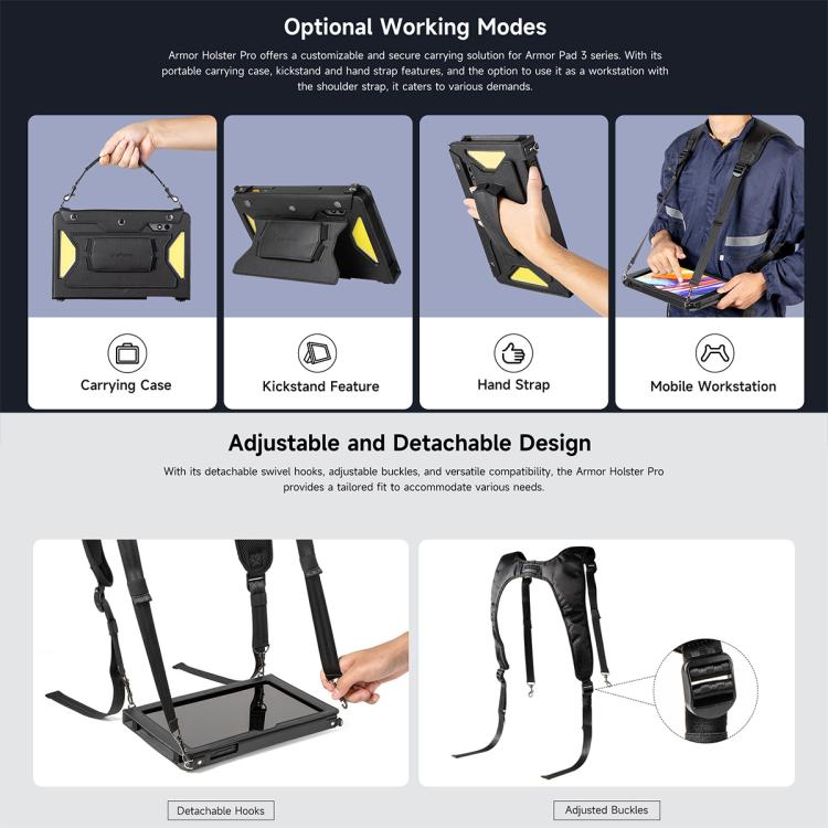 For Ulefone Armor Pad 3 Pro Ulefone 4 in 1 Multi-purpose Tablet Carry Case - Black