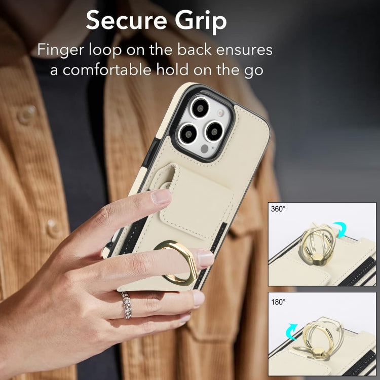 For iPhone 16 Pro Max Elastic Card Bag Ring Holder Phone Case