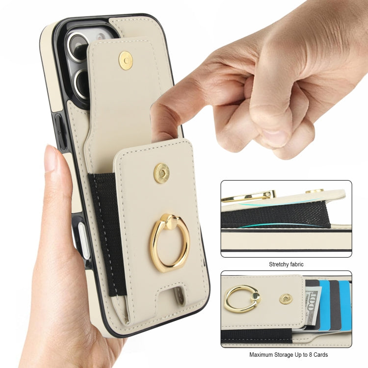 For iPhone 16 Pro Max Elastic Card Bag Ring Holder Phone Case