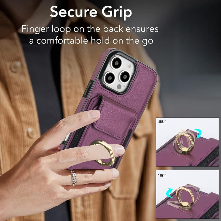 For iPhone 16 Pro Max Elastic Card Bag Ring Holder Phone Case