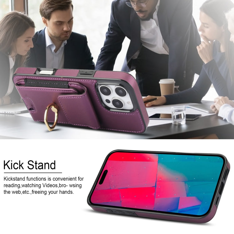 For iPhone 16 Pro Max Elastic Card Bag Ring Holder Phone Case