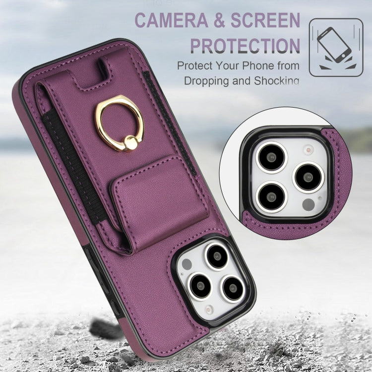 For iPhone 16 Pro Max Elastic Card Bag Ring Holder Phone Case