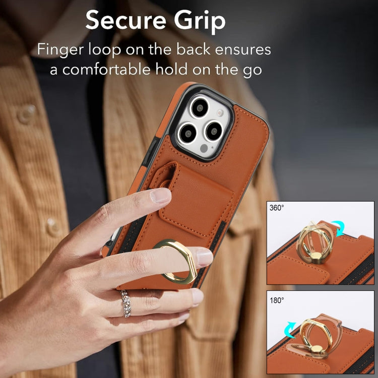For iPhone 16 Pro Max Elastic Card Bag Ring Holder Phone Case
