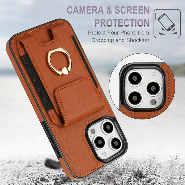 For iPhone 16 Pro Max Elastic Card Bag Ring Holder Phone Case