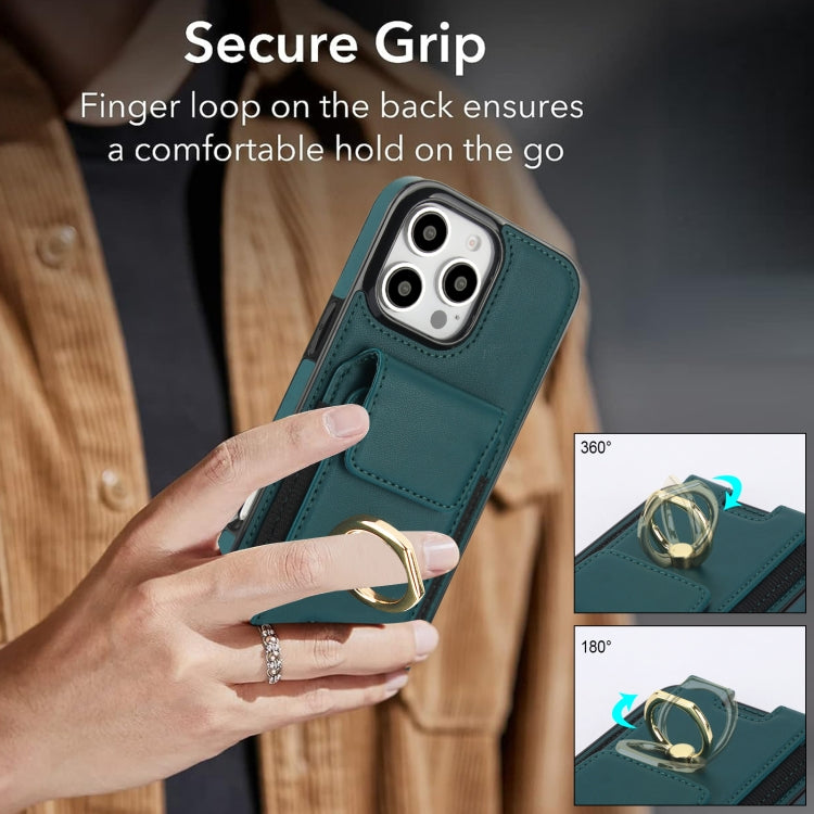 For iPhone 16 Pro Max Elastic Card Bag Ring Holder Phone Case