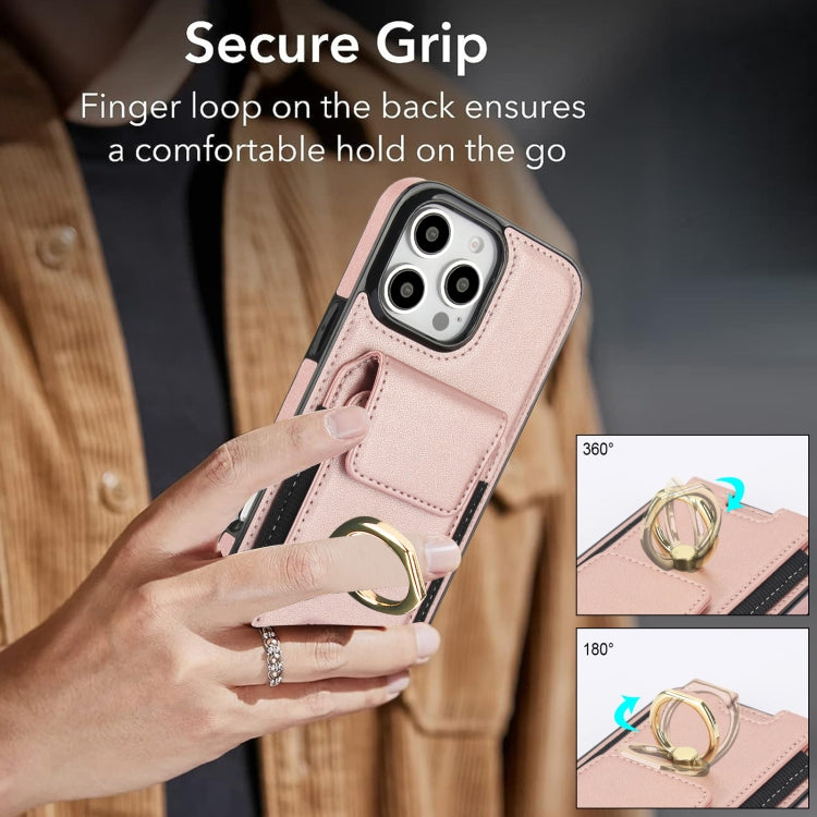 For iPhone 16 Pro Max Elastic Card Bag Ring Holder Phone Case