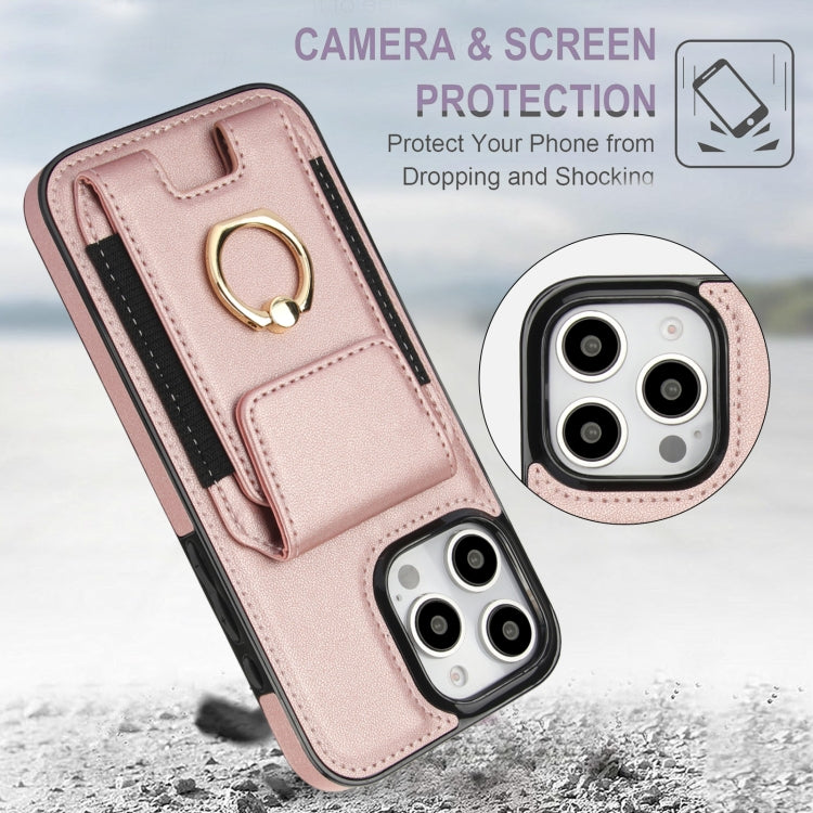 For iPhone 16 Pro Max Elastic Card Bag Ring Holder Phone Case