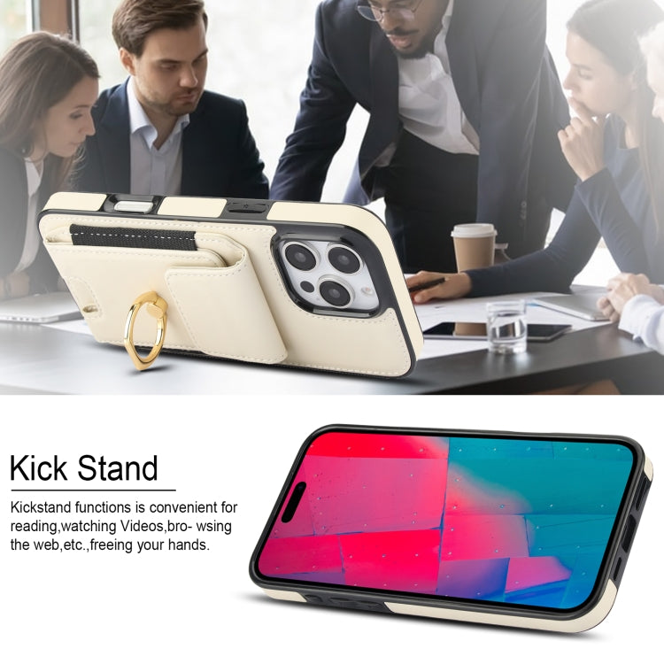 For iPhone 16 Pro Elastic Card Bag Ring Holder Phone Case