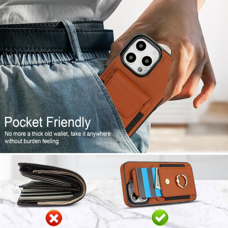 For iPhone 16 Pro Elastic Card Bag Ring Holder Phone Case