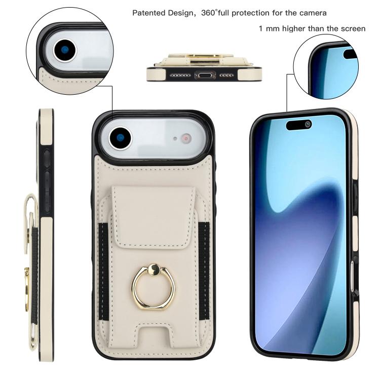 For iPhone Air Elastic Card Bag Ring Holder Phone Case