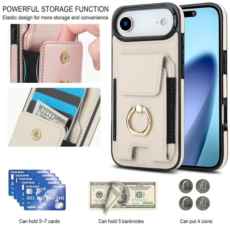For iPhone Air Elastic Card Bag Ring Holder Phone Case