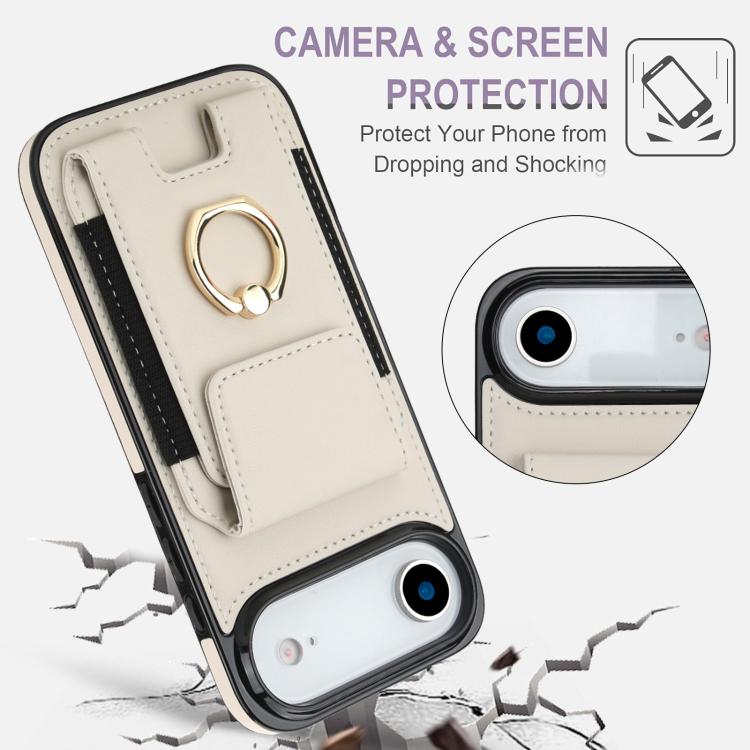 For iPhone Air Elastic Card Bag Ring Holder Phone Case