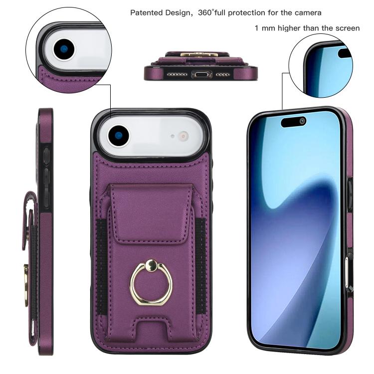 For iPhone Air Elastic Card Bag Ring Holder Phone Case