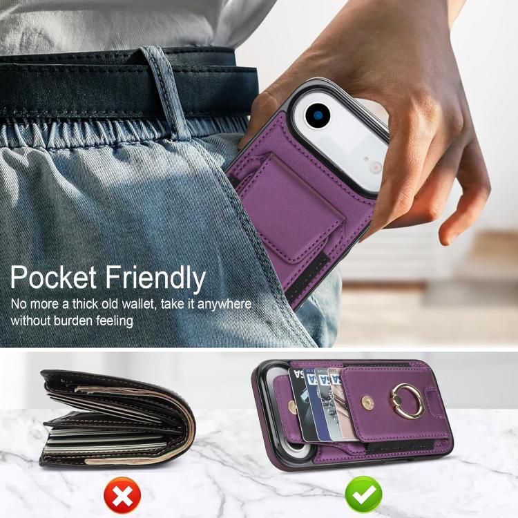 For iPhone Air Elastic Card Bag Ring Holder Phone Case