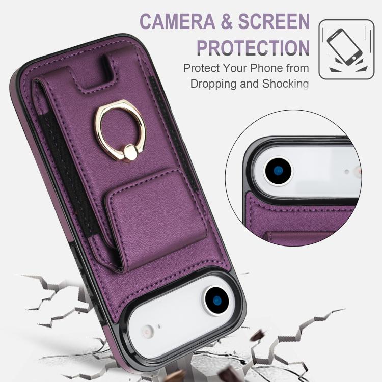 For iPhone Air Elastic Card Bag Ring Holder Phone Case