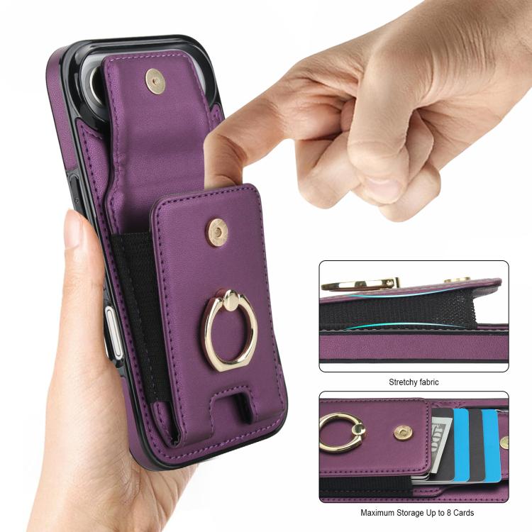 For iPhone Air Elastic Card Bag Ring Holder Phone Case