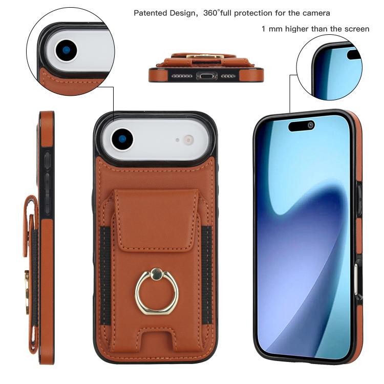 For iPhone Air Elastic Card Bag Ring Holder Phone Case