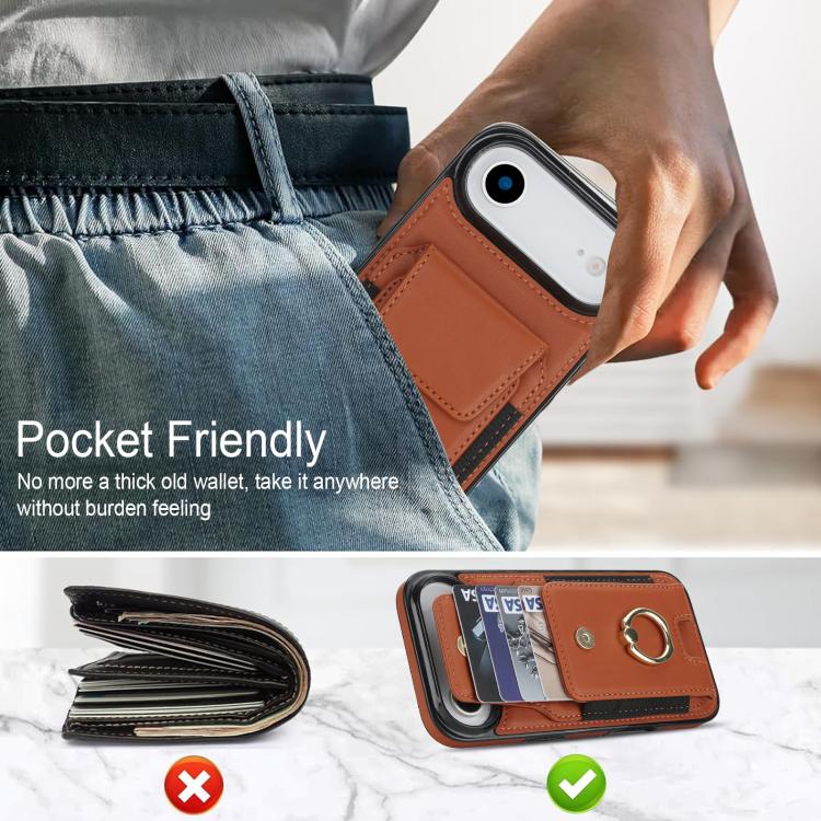 For iPhone Air Elastic Card Bag Ring Holder Phone Case