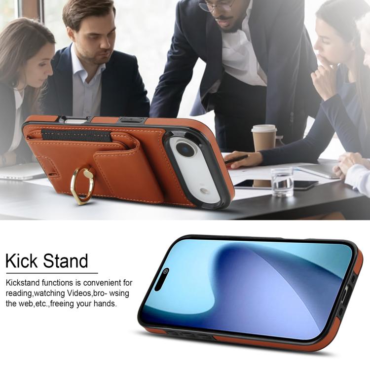 For iPhone Air Elastic Card Bag Ring Holder Phone Case
