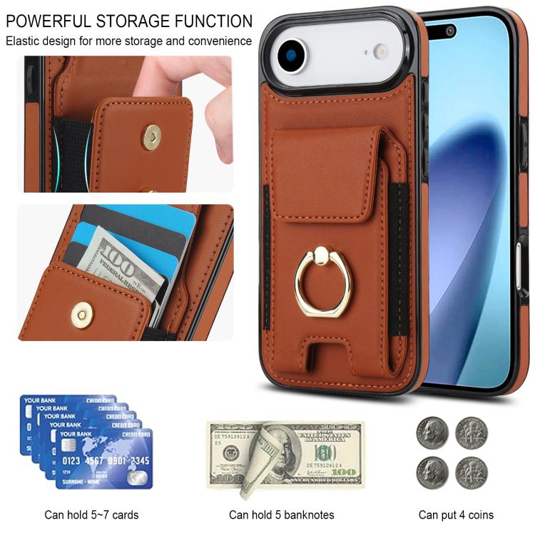 For iPhone Air Elastic Card Bag Ring Holder Phone Case