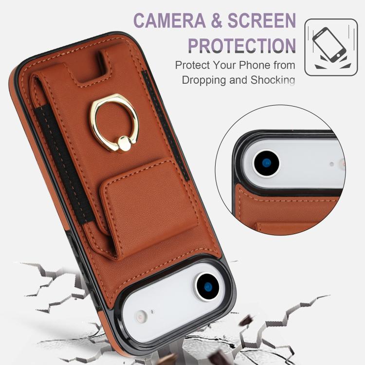 For iPhone Air Elastic Card Bag Ring Holder Phone Case
