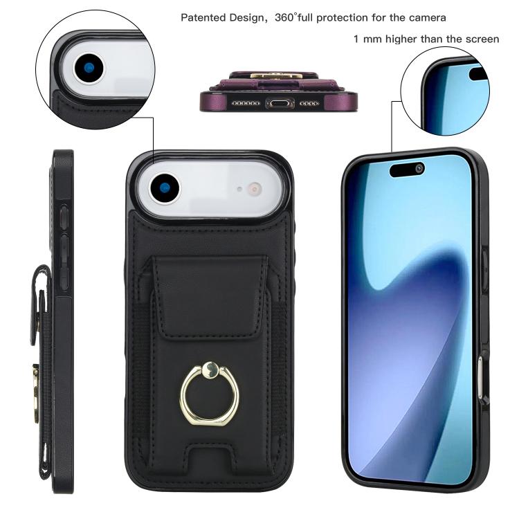 For iPhone Air Elastic Card Bag Ring Holder Phone Case