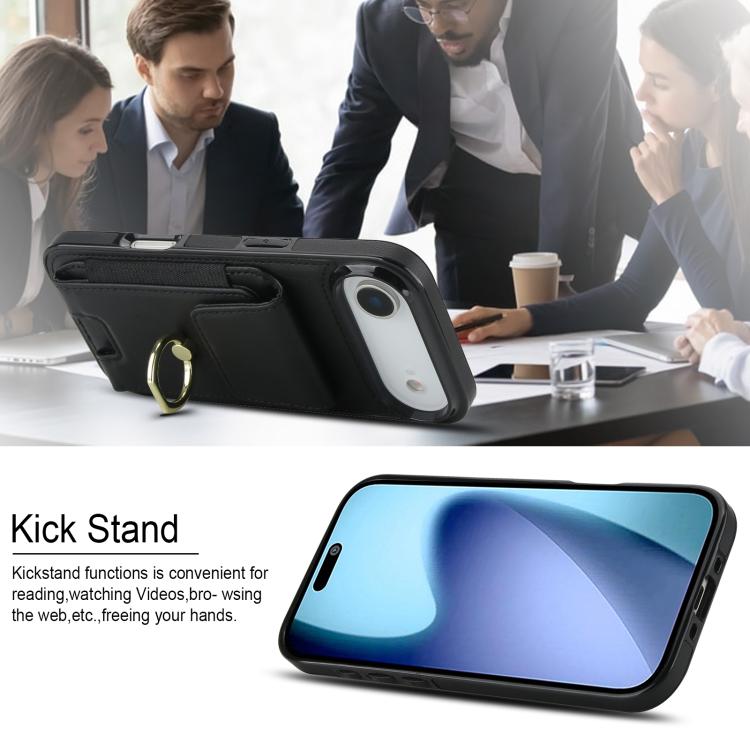 For iPhone Air Elastic Card Bag Ring Holder Phone Case