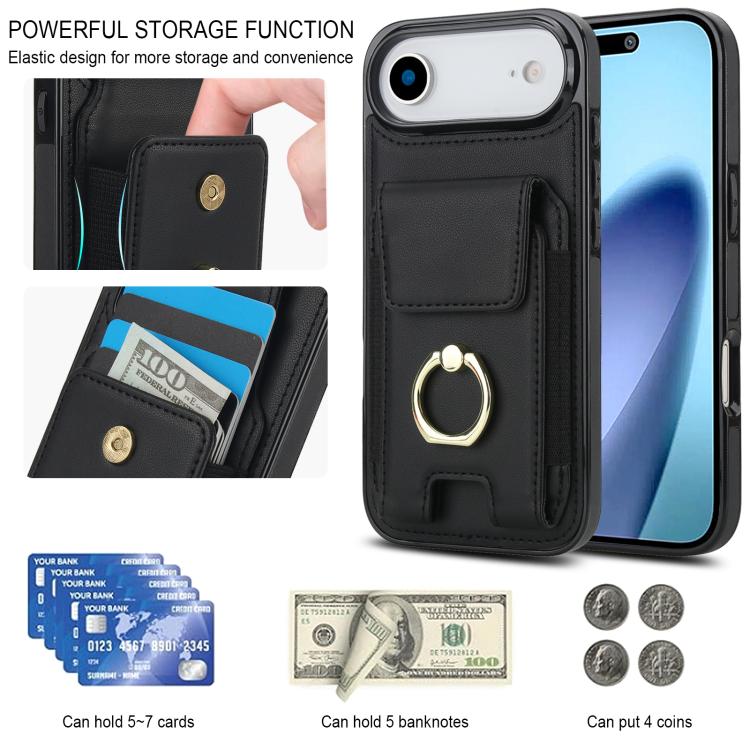 For iPhone Air Elastic Card Bag Ring Holder Phone Case