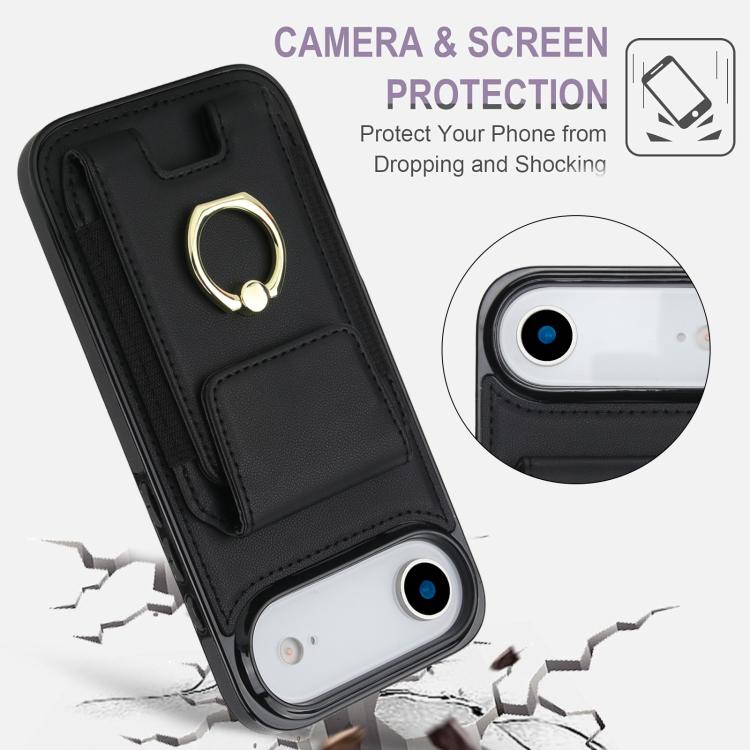 For iPhone Air Elastic Card Bag Ring Holder Phone Case