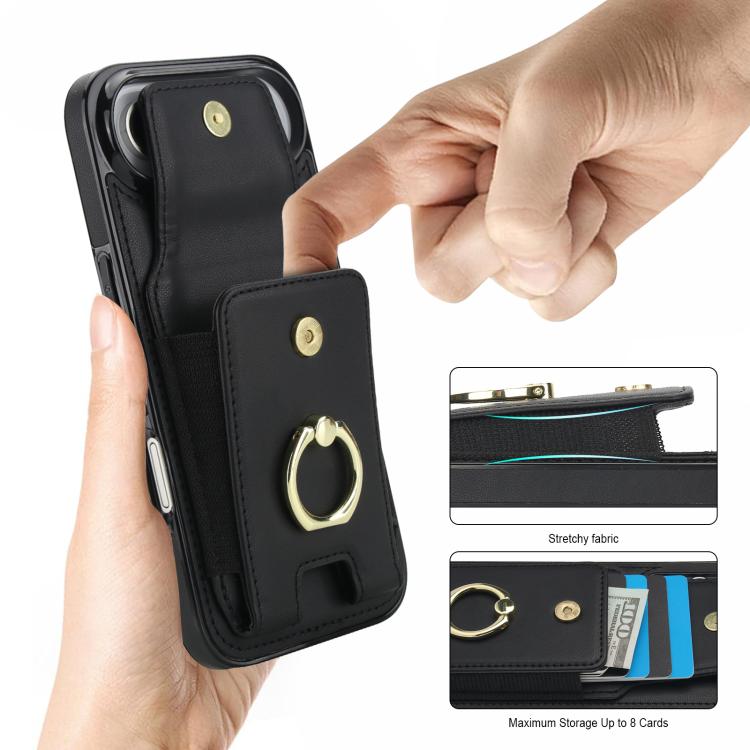 For iPhone Air Elastic Card Bag Ring Holder Phone Case