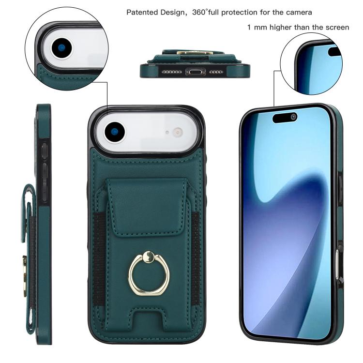For iPhone Air Elastic Card Bag Ring Holder Phone Case
