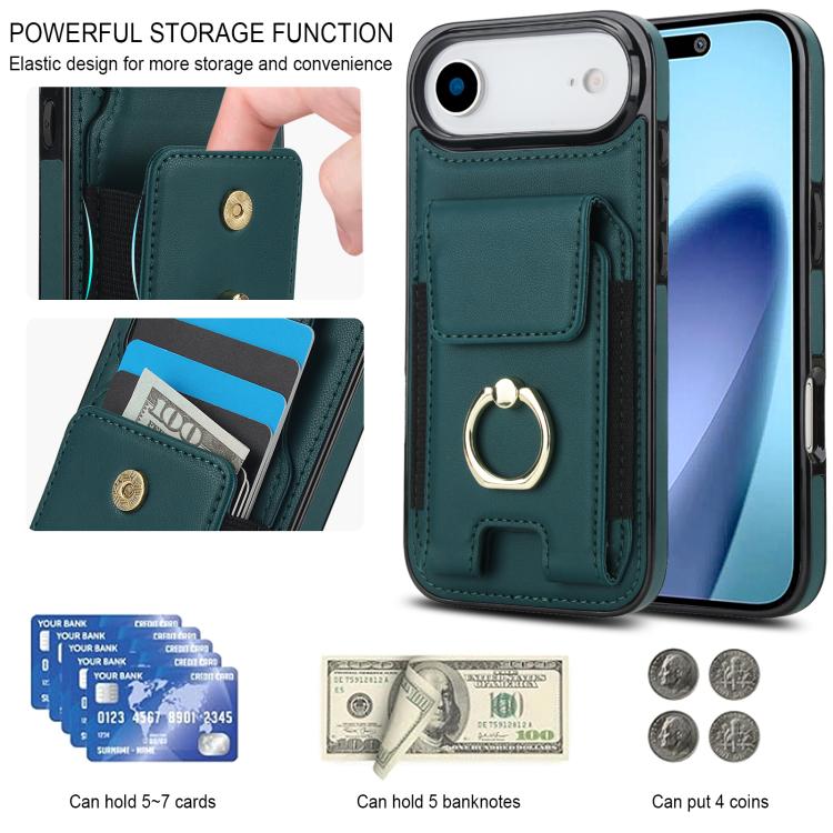 For iPhone Air Elastic Card Bag Ring Holder Phone Case