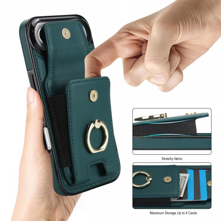 For iPhone Air Elastic Card Bag Ring Holder Phone Case