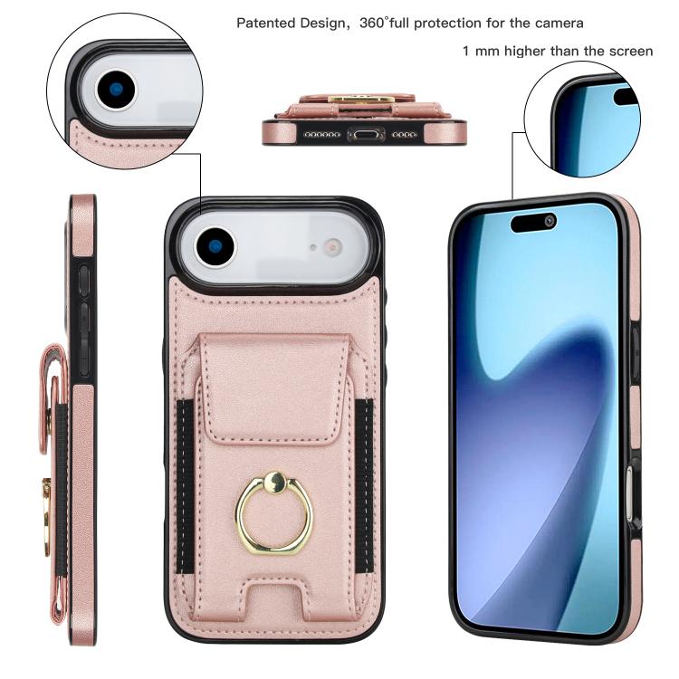 For iPhone Air Elastic Card Bag Ring Holder Phone Case