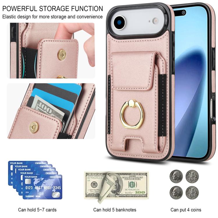 For iPhone Air Elastic Card Bag Ring Holder Phone Case