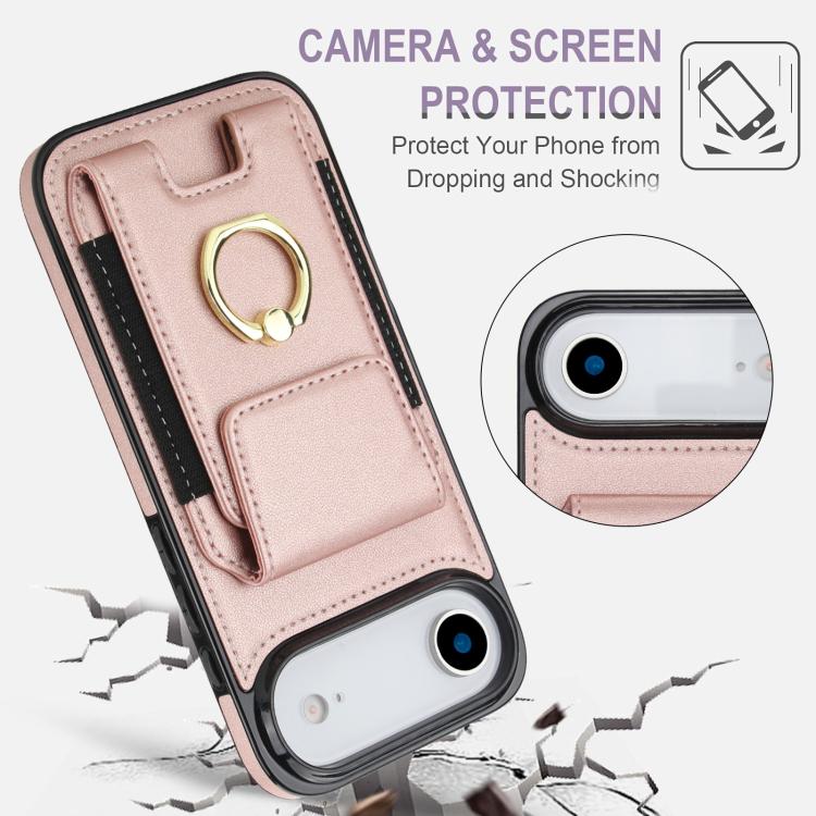 For iPhone Air Elastic Card Bag Ring Holder Phone Case