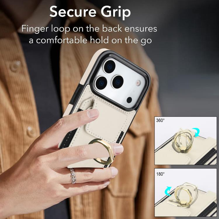For iPhone 17 Pro Elastic Card Bag Ring Holder Phone Case