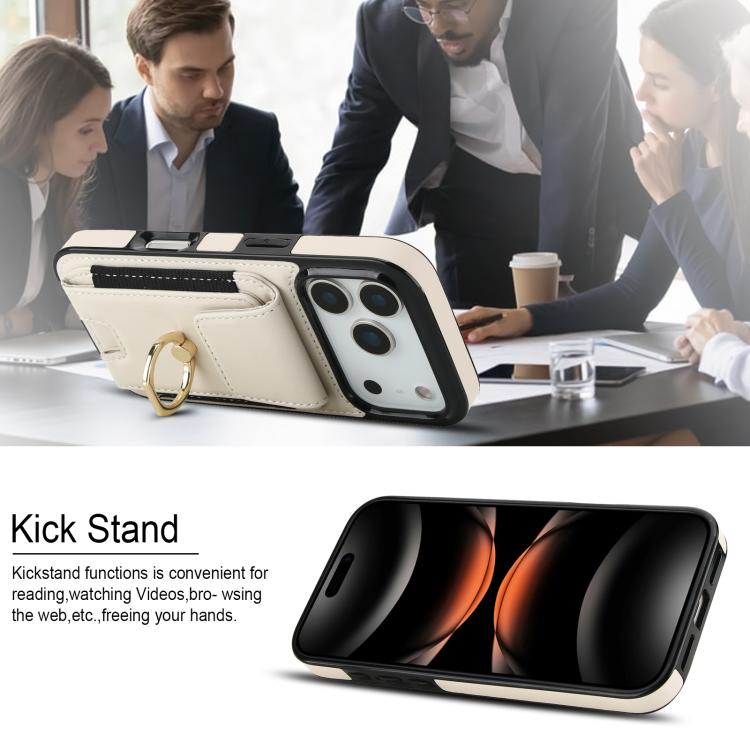 For iPhone 17 Pro Elastic Card Bag Ring Holder Phone Case