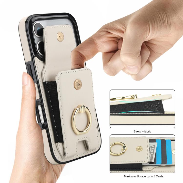 For iPhone 17 Pro Elastic Card Bag Ring Holder Phone Case