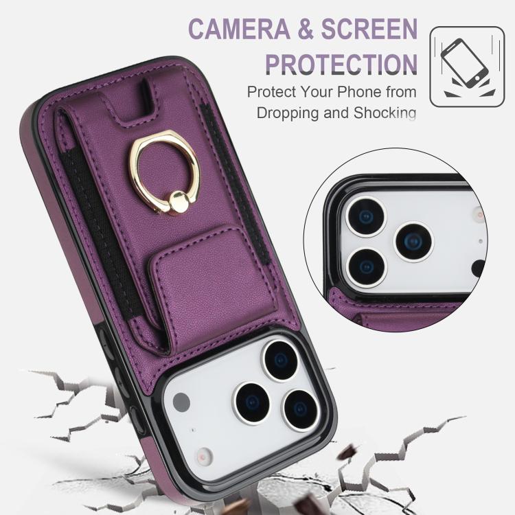 For iPhone 17 Pro Elastic Card Bag Ring Holder Phone Case