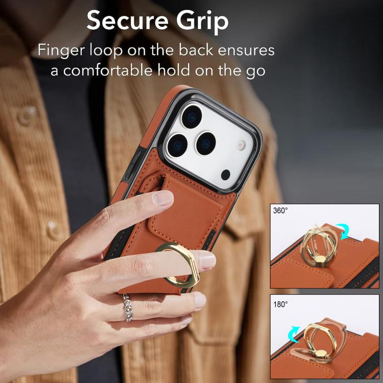 For iPhone 17 Pro Elastic Card Bag Ring Holder Phone Case