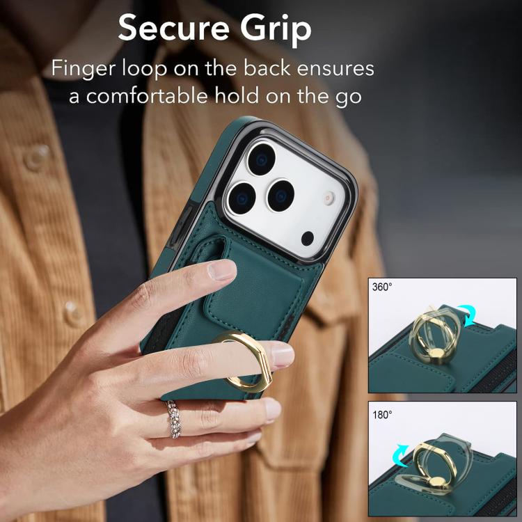 For iPhone 17 Pro Elastic Card Bag Ring Holder Phone Case
