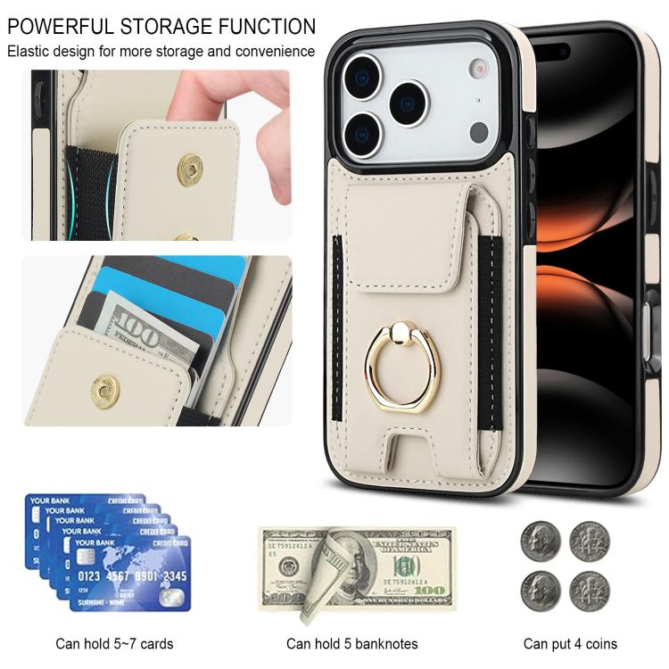 For iPhone 17 Pro Max Elastic Card Bag Ring Holder Phone Case