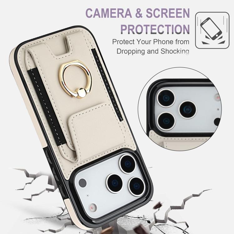 For iPhone 17 Pro Max Elastic Card Bag Ring Holder Phone Case