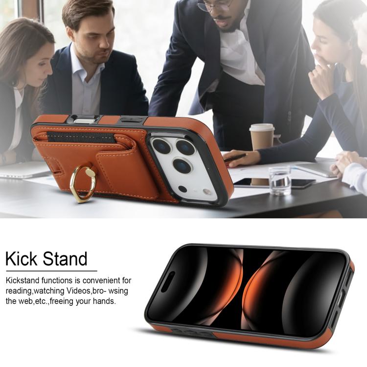 For iPhone 17 Pro Max Elastic Card Bag Ring Holder Phone Case