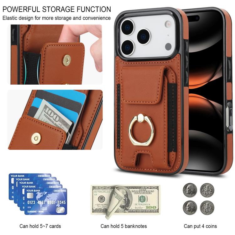 For iPhone 17 Pro Max Elastic Card Bag Ring Holder Phone Case