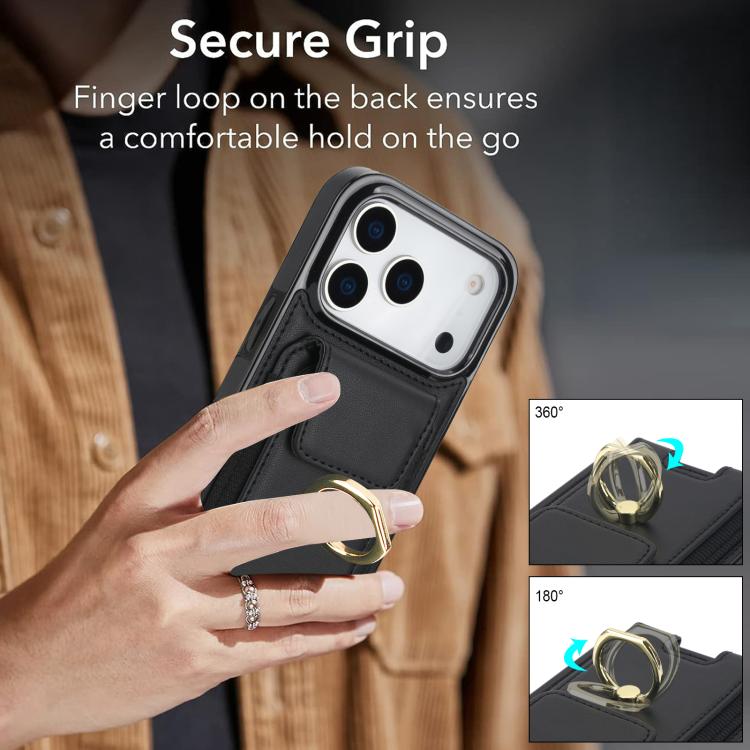 For iPhone 17 Pro Max Elastic Card Bag Ring Holder Phone Case